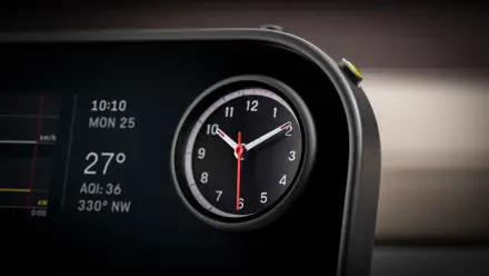 Close-up of a Ferrari Luce vehicle dashboard clock and digital readouts, rendered as a 4K Ultra HD PC desktop wallpaper and background.