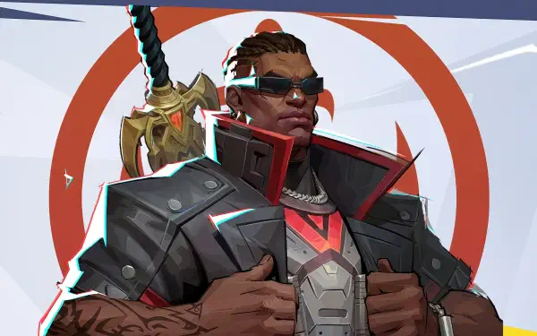 4K Ultra HD PC desktop wallpaper for video game Marvel Rivals: stylized Blade in black anime style, armored jacket, sunglasses and sword posed before a red circular emblem.