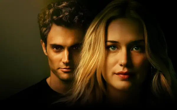 4K Ultra HD PC Desktop Wallpaper and Background: cinematic close-up of a blonde woman in foreground with a dark-haired man shadowed behind her, warm low-key lighting and moody tones.