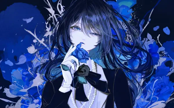 Ado (Nico Nico Singer) Anime girl blue rose HD Desktop Wallpaper | Background Image