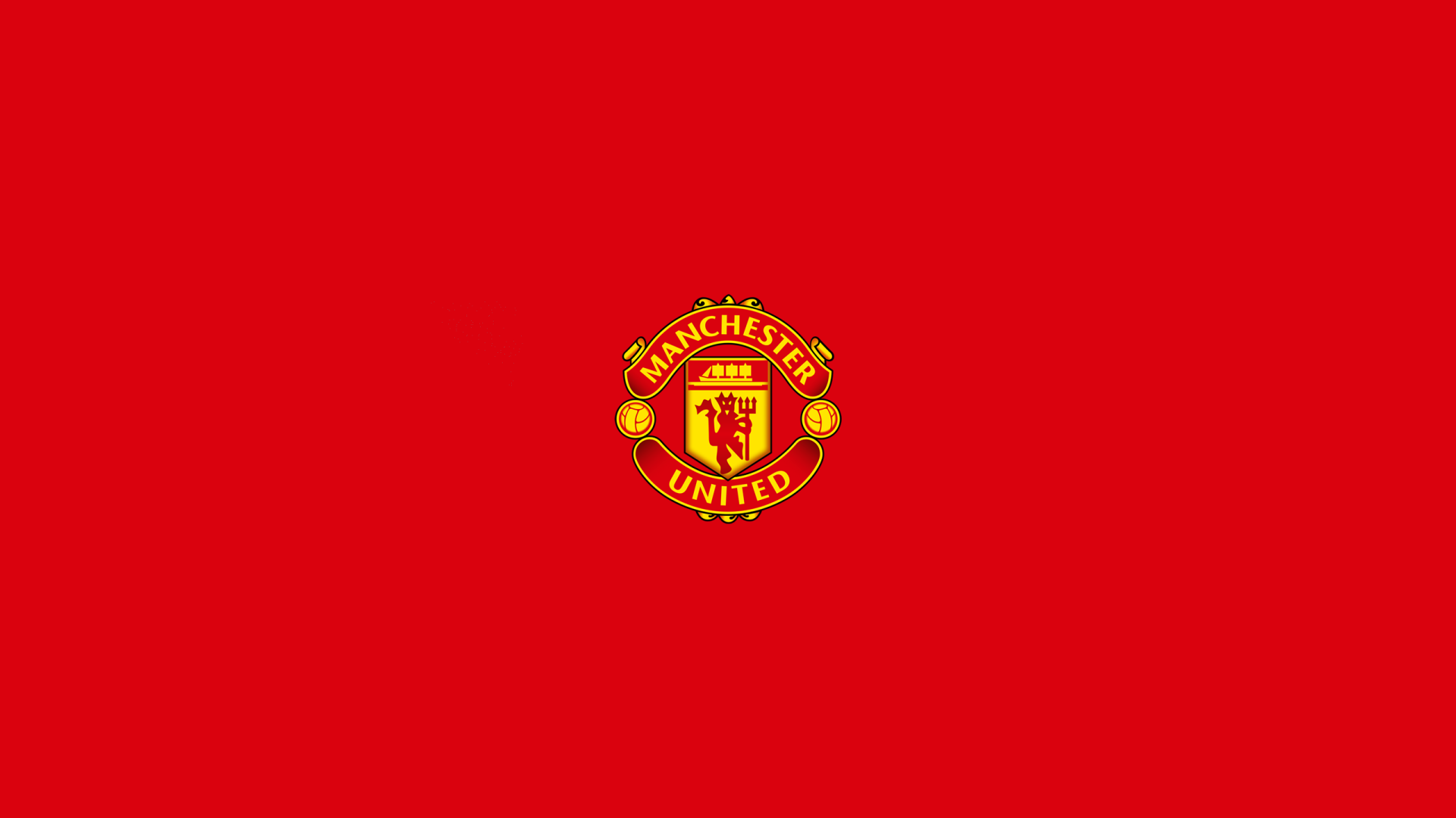 Manchester United F.C. logo centered on a solid red background, 2K Quad HD PC desktop wallpaper.