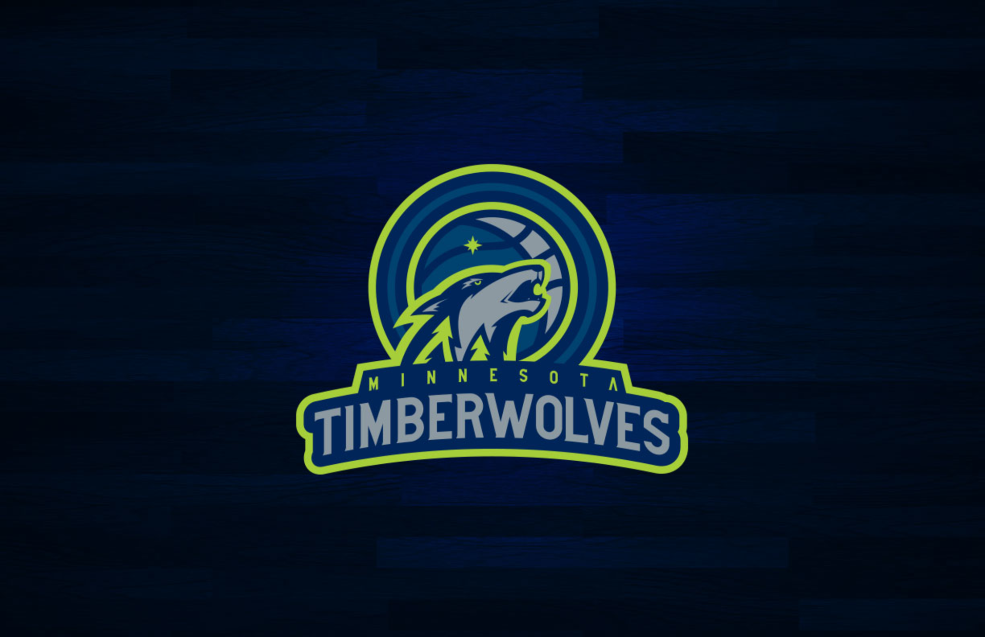 Minnesota Timberwolves NBA logo centered on a dark blue textured backdrop — 4K Ultra HD PC desktop wallpaper
