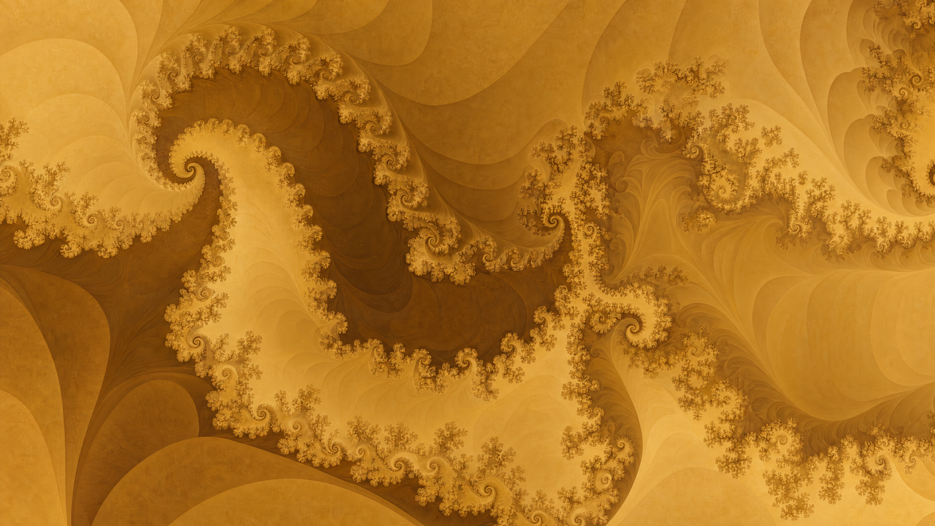 Ocre fractal patterns in warm golden tones, 4K Ultra HD PC desktop wallpaper and background.