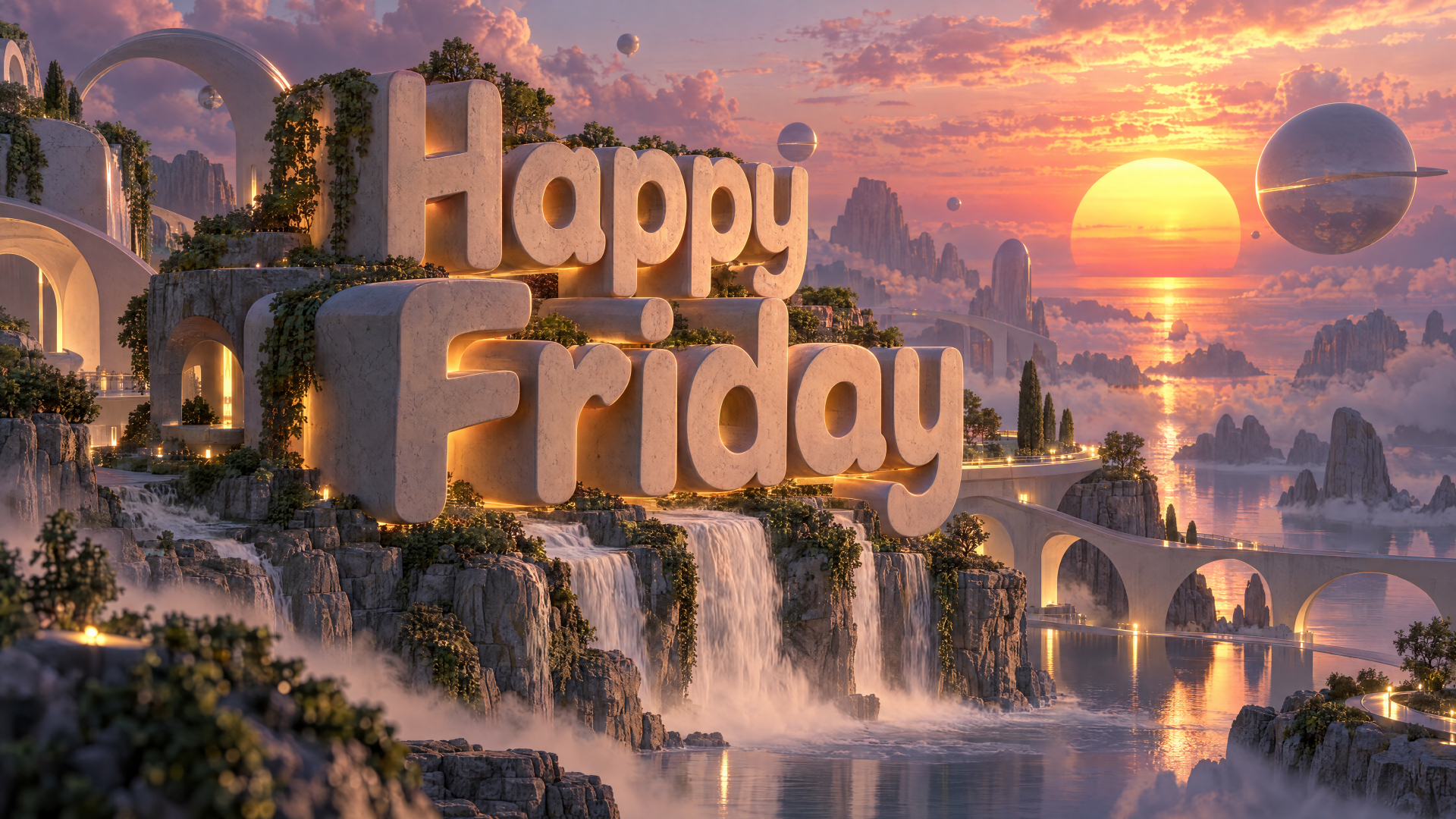 Happy Friday: 4K Ultra HD Sunset Waterfall Wallpaper by BlueTechWizard ...