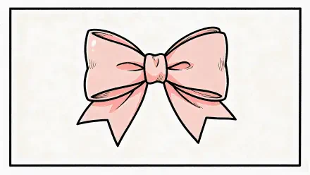 Hand-drawn pink bow centered on a clean white panel — 4K Ultra HD PC desktop wallpaper and background.