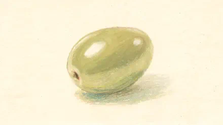 Illustrated green olive on a pale textured surface — 4K Ultra HD PC Desktop Wallpaper and Background.