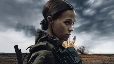 Special Ops: Lioness — 4K Ultra HD PC wallpaper: female special-ops soldier in profile, wearing tactical gear against a stormy sky with a distant explosion.