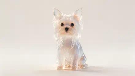4K Ultra HD PC desktop wallpaper of a small white Yorkshire terrier/Maltese puppy sitting on a soft, neutral background.