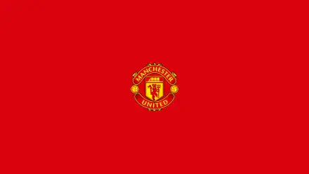 Manchester United F.C. logo centered on a solid red background, 2K Quad HD PC desktop wallpaper.
