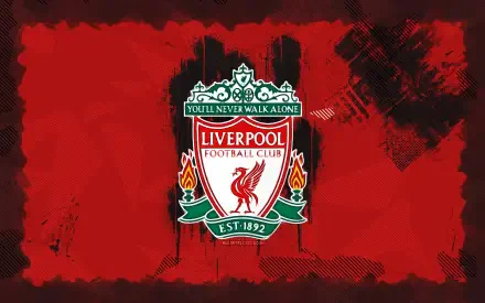 Liverpool F.C. crest centered on a textured red-and-black grunge background — 4K Ultra HD PC desktop wallpaper and background.