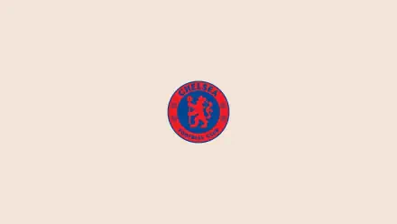 Minimal 2K Quad HD PC wallpaper featuring a centered Chelsea F.C. circular red-blue logo on a pale beige background.