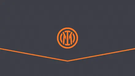 Dark gray 2K Quad HD PC desktop wallpaper with an orange Inter Milan circular logo centered above a V-shaped orange accent line.