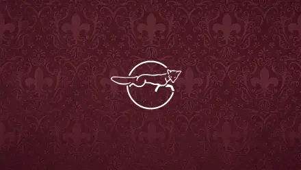 Maroon damask-pattern 2K Quad HD PC desktop wallpaper featuring a minimalist white Leicester City F.C. fox logo inside a circle.