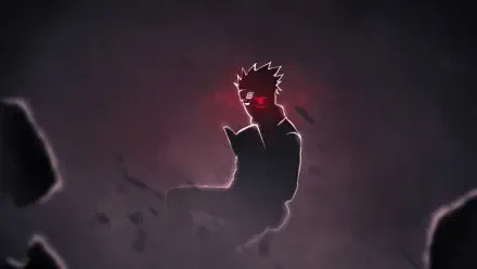 Kakashi Hatake silhouette with glowing red Sharingan in a smoky red-black scene — 4K Ultra HD Naruto PC desktop wallpaper and background