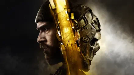 4K Ultra HD PC wallpaper of Call of Duty: Modern Warfare 4 — Captain Price profile merged with a skull-faced soldier; bearded man in helmet, gold accents and smoke