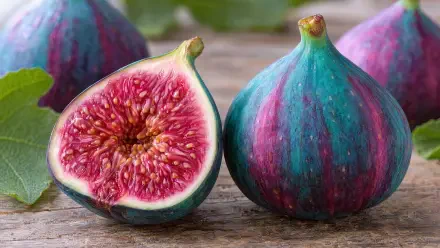 Fresh whole and sliced figs with vivid red centers, featured in a 4K Ultra HD PC desktop wallpaper and background.