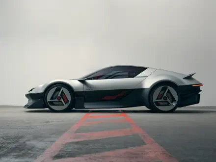 Alpine A310 Vision concept sports car in a sleek side profile, featured in a 5K Ultra HD PC desktop wallpaper.
