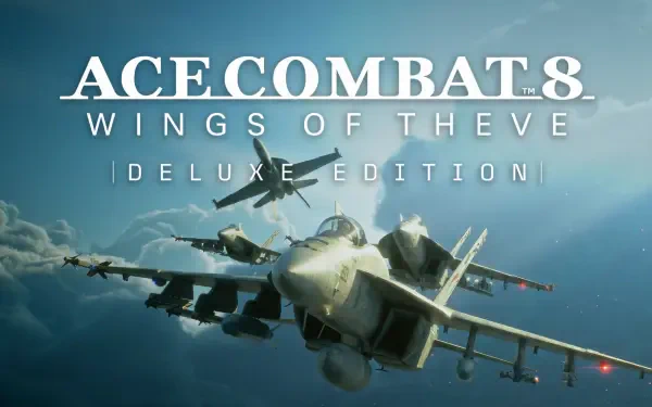 Ace Combat 8: Wings of Theve (Deluxe Edition) 2K Quad HD PC wallpaper — video game artwork of fighter jets in tight formation flying through dramatic cloudy skies.