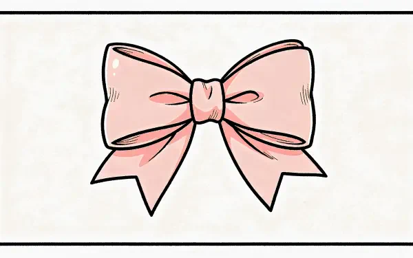 Hand-drawn pink bow centered on a clean white panel — 4K Ultra HD PC desktop wallpaper and background.