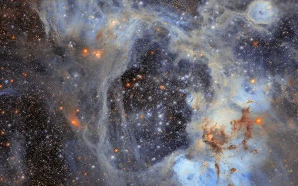4K Ultra HD PC desktop wallpaper from the Hubble Space Telescope showing a colorful nebula and dense starfield in deep space.