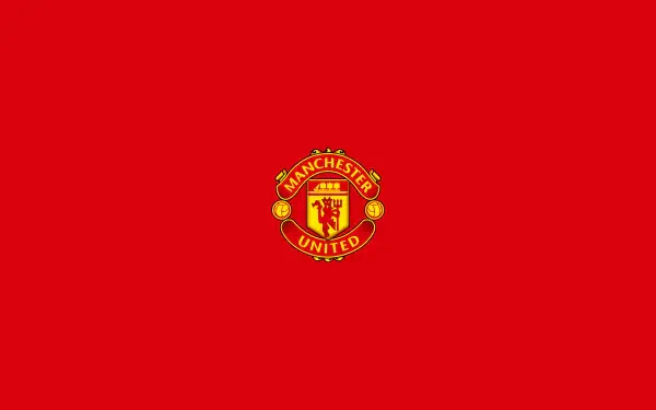 Manchester United F.C. logo centered on a solid red background, 2K Quad HD PC desktop wallpaper.