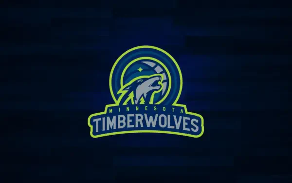 Minnesota Timberwolves NBA logo centered on a dark blue textured backdrop — 4K Ultra HD PC desktop wallpaper