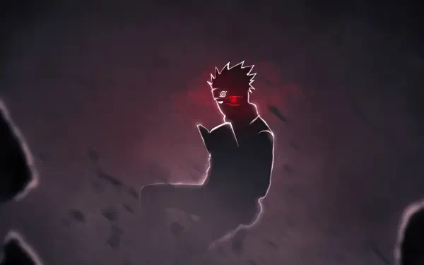 Kakashi Hatake silhouette with glowing red Sharingan in a smoky red-black scene — 4K Ultra HD Naruto PC desktop wallpaper and background