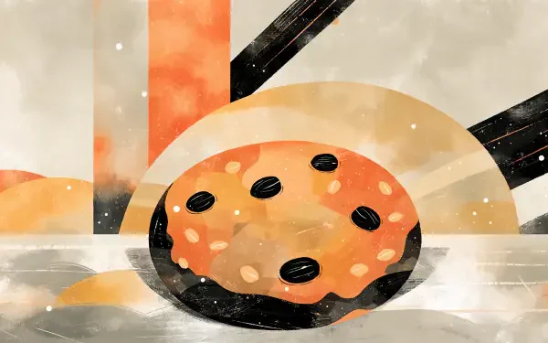 Illustrated pizza with olives and cookie-like golden crust, a food-themed 4K Ultra HD PC desktop wallpaper and background.