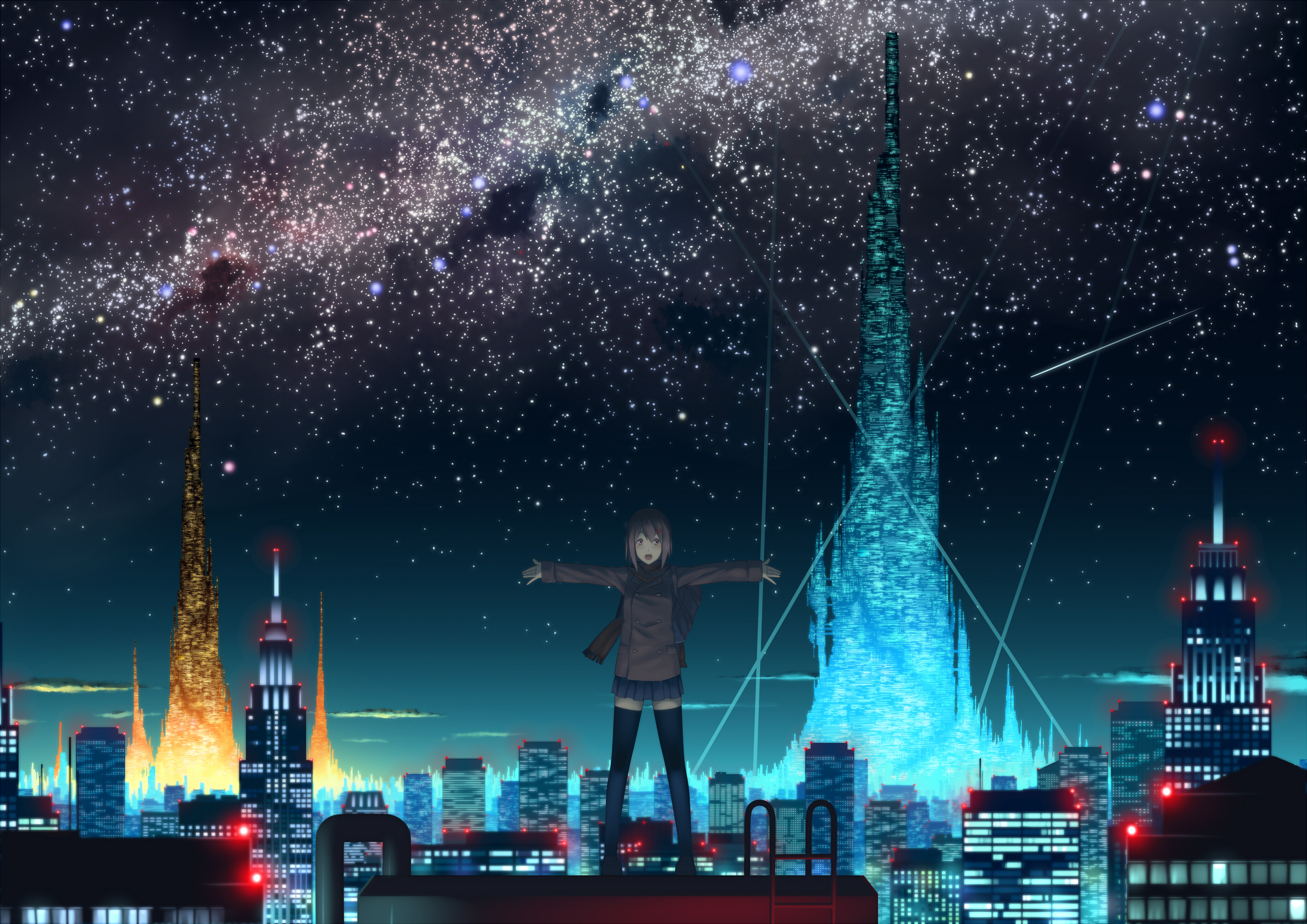 anime city background night