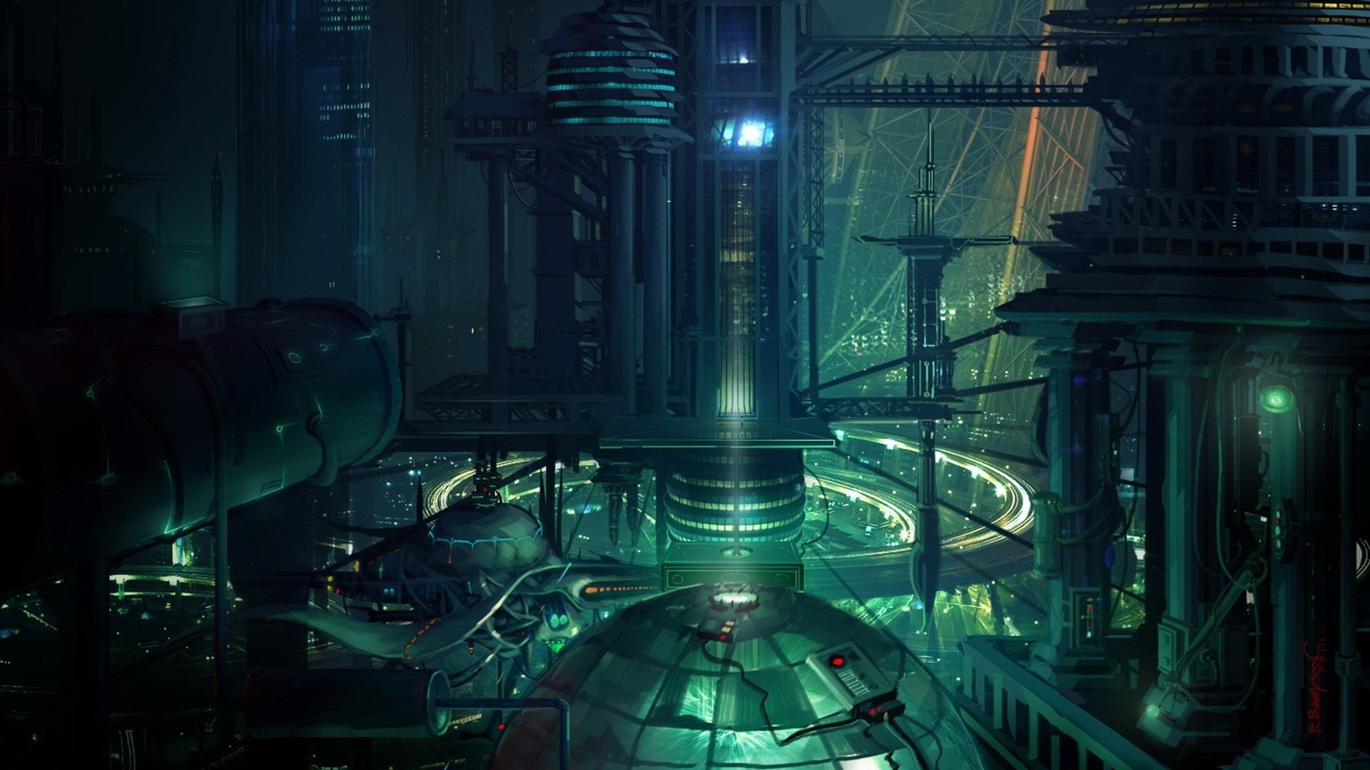 Download Futuristic City Sci Fi City Sci Fi City  HD Wallpaper