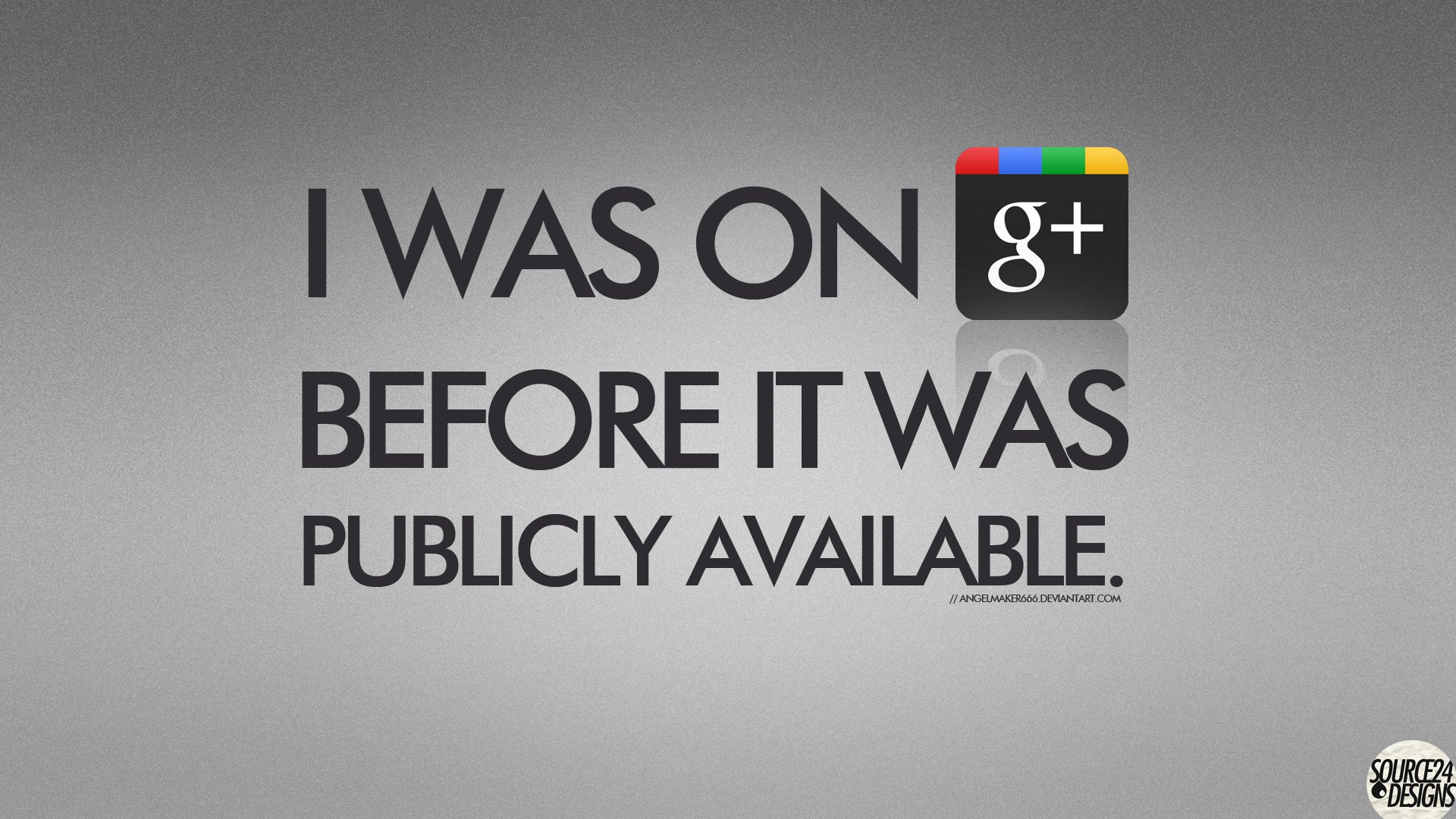 A humorous HD desktop wallpaper featuring a nostalgic message about early use of Google+ in social media and technology.