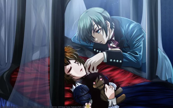 A captivating HD wallpaper from Kuroshitsuji (Black Butler), featuring a serene scene with characters in a moody, dark setting, evoking themes of mystery and fantasy.