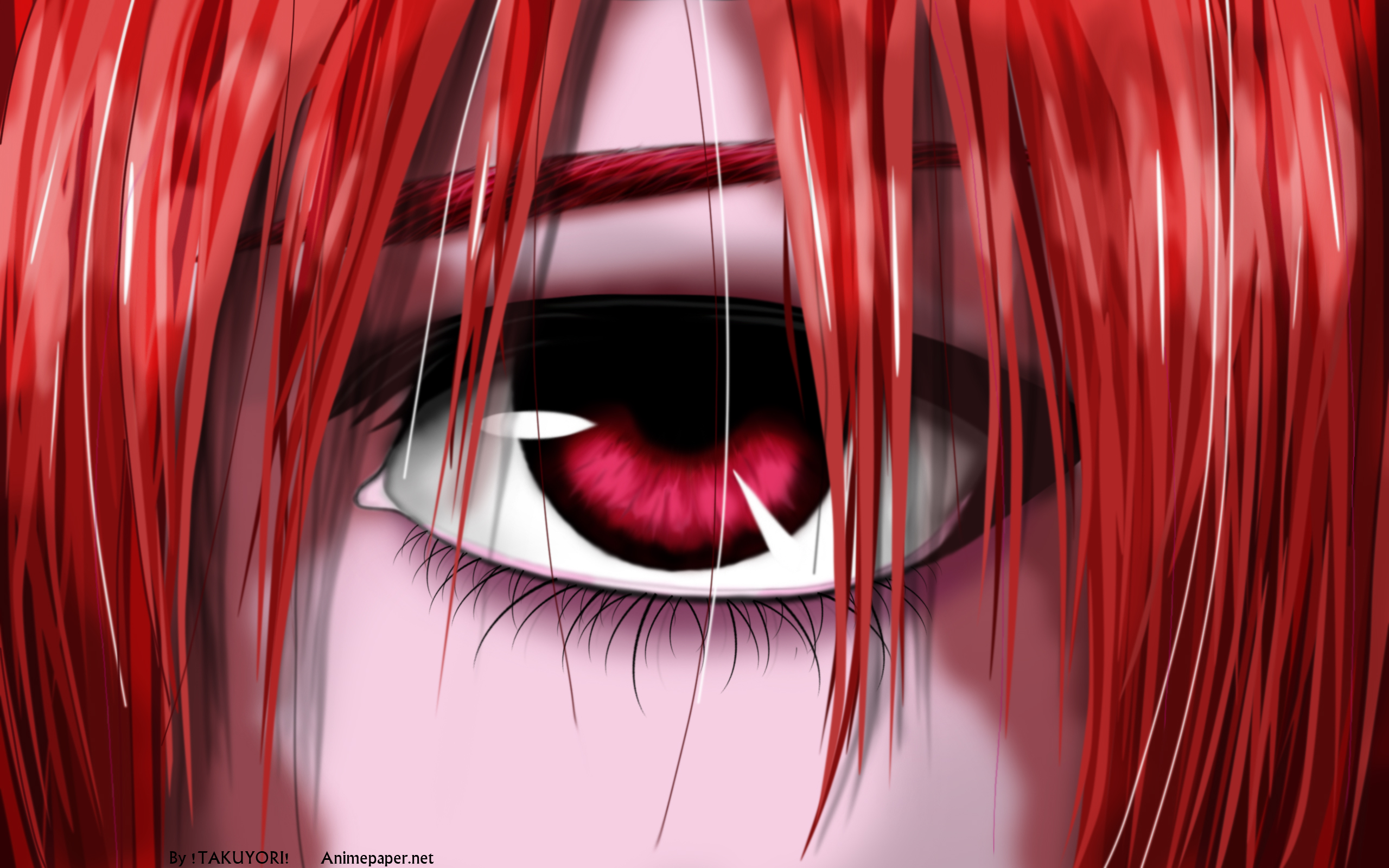 Anime character Lucy from Elfen Lied, captivating with her enigmatic beauty.