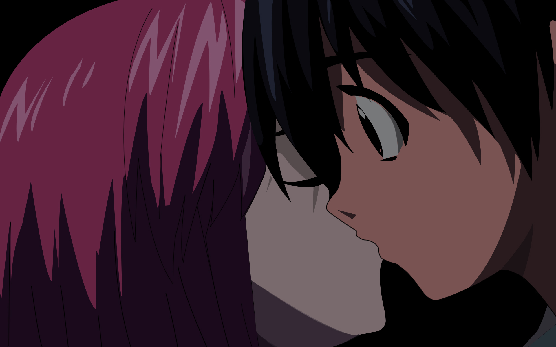 Lucy and Kouta from the anime Elfen Lied in a captivating desktop wallpaper