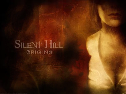 HD PC desktop wallpaper featuring eerie, dark tones and a mysterious female figure from the video game Silent Hill Origins, capturing the game's haunting atmosphere.