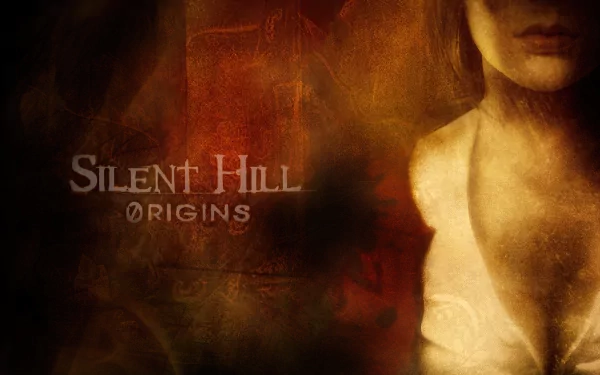 HD PC desktop wallpaper featuring eerie, dark tones and a mysterious female figure from the video game Silent Hill Origins, capturing the game's haunting atmosphere.