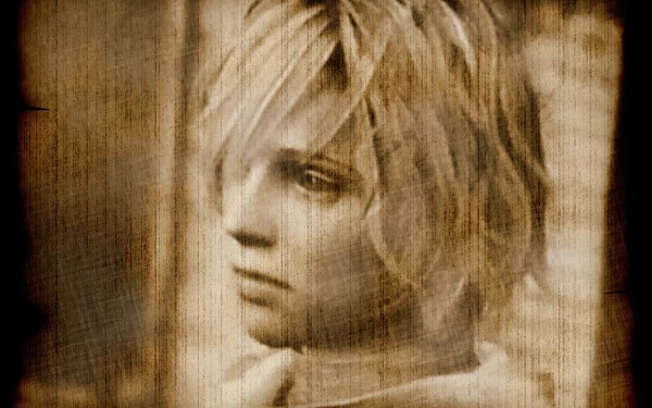 Silent Hill 3 video game 2K Quad HD PC desktop wallpaper: sepia, distressed portrait of Heather surrounded by eerie, grainy atmosphere.