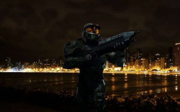 Master Chief city video game Halo HD Desktop Wallpaper | Background Image