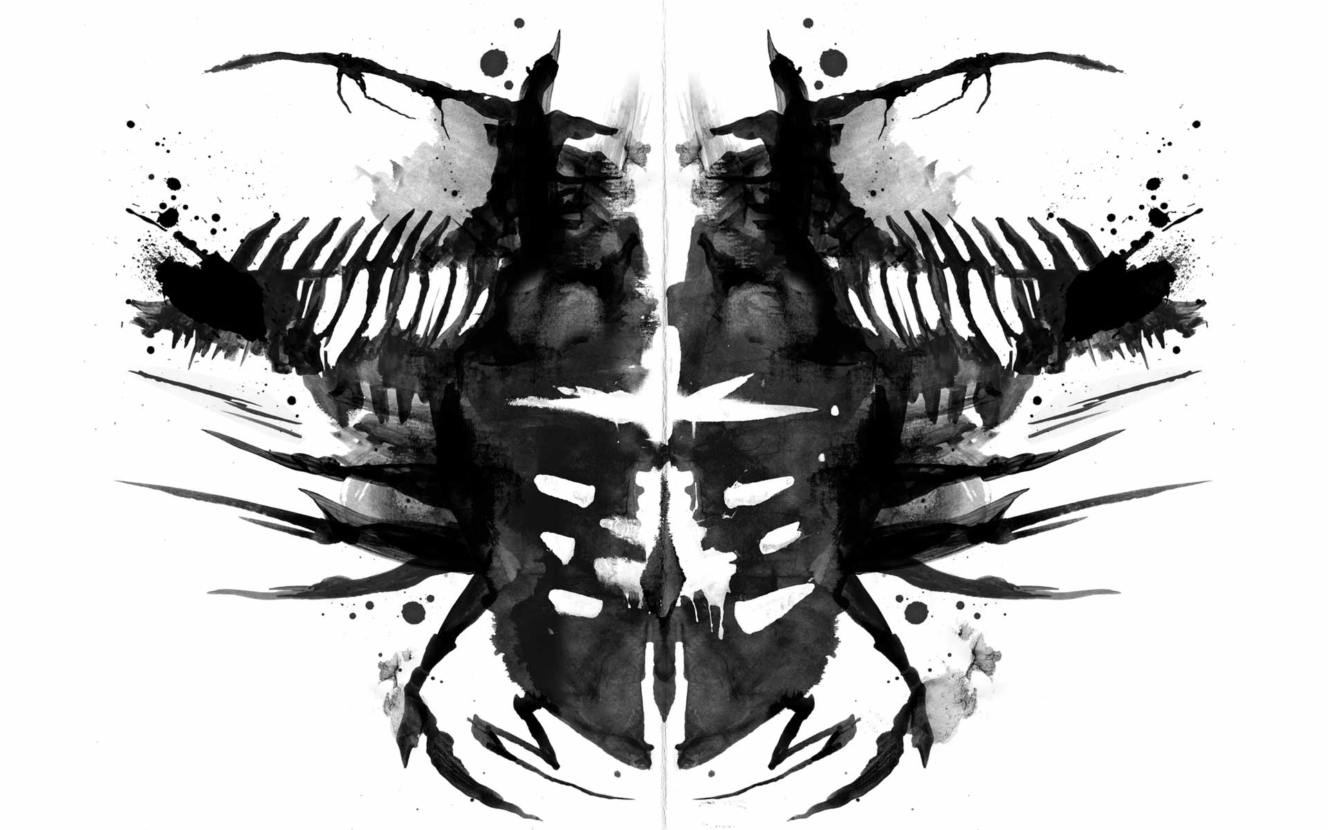 Intriguing bug-inspired Rorschach art for a captivating desktop wallpaper.