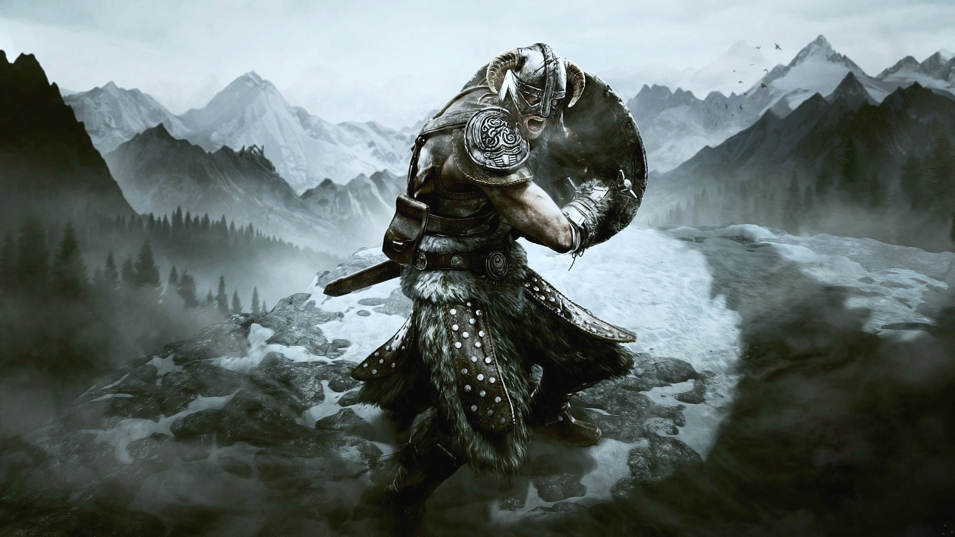 Skyrim warrior in epic armor - a video game image perfect for desktop wallpaper!