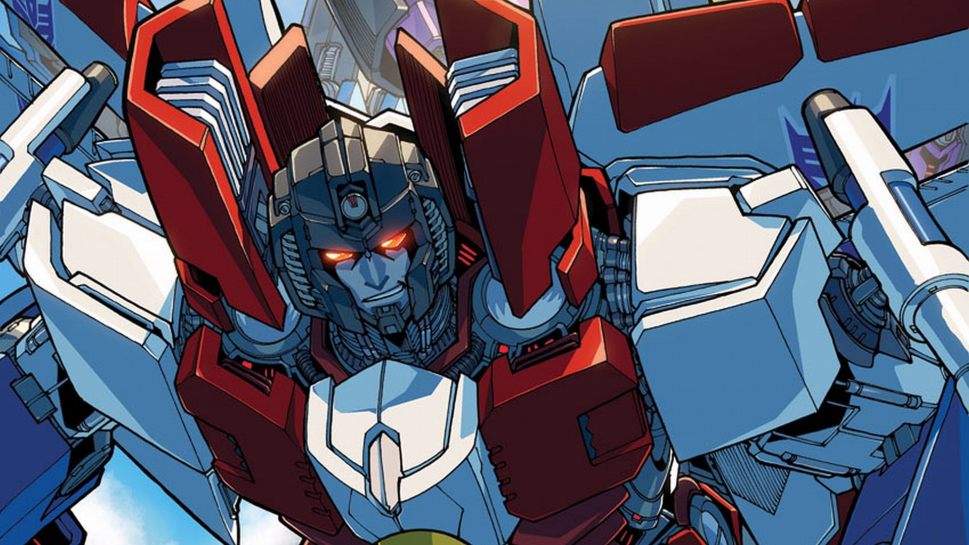 HD Comic Transformers Wallpaper — Crimson Autobot Vanguard, image size:1920x1080