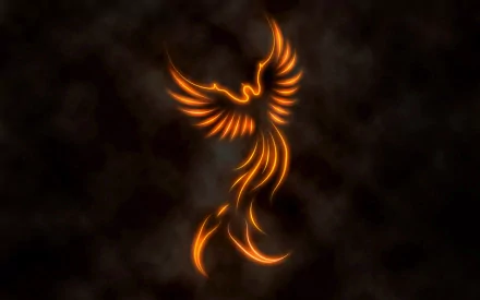 A captivating fantasy-inspired CGI image featuring a glowing, fiery phoenix against a dark background, designed as an HD PC desktop wallpaper and background.