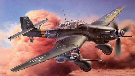 HD desktop wallpaper featuring a detailed military aircraft flying with a dramatic sky and clouds in the background.