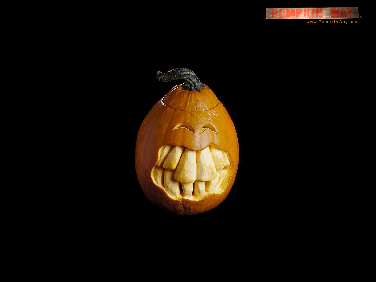 Halloween pumpkin on a HD desktop wallpaper.