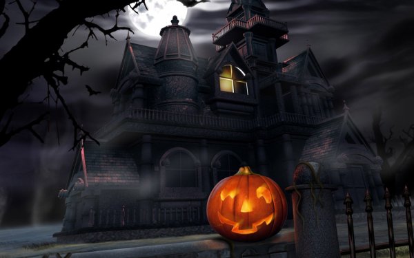 Día festivo Halloween Calabaza Castillo Bat Fondo de pantalla HD | Fondo de Escritorio