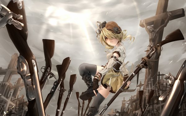 Anime Puella Magi Madoka Magica Mami Tomoe Gun Cross HD Wallpaper | Background Image