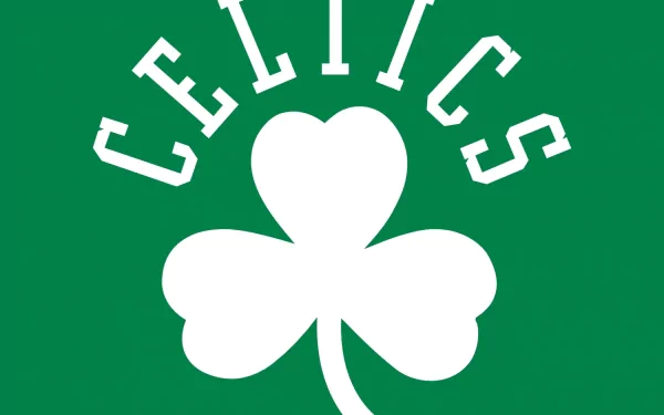 HD PC desktop wallpaper featuring the Boston Celtics logo with a white shamrock and the word CELTICS arched above on a green background.