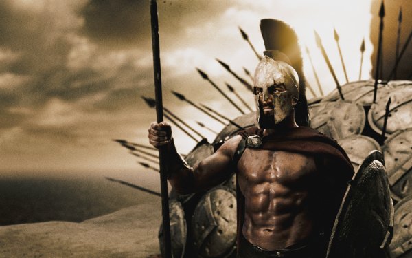 Movie 300 Warrior Spear Shield Helmet Spartan Gerard Butler King Leonidas HD Wallpaper | Background Image
