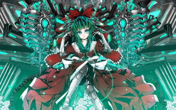 green hair Hina Kagiyama Anime Touhou fantasy HD Desktop Wallpaper | Background Image