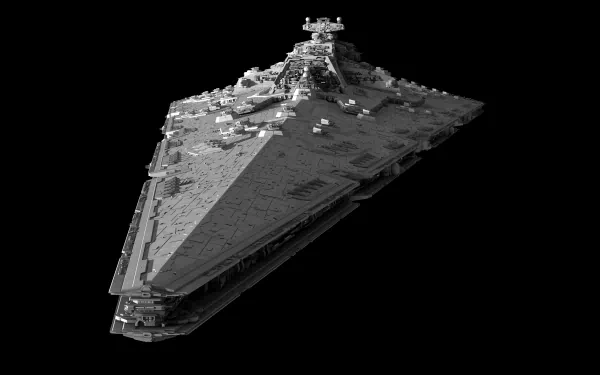 A striking 4K Ultra HD desktop wallpaper featuring a detailed depiction of a Star Wars spaceship, showcasing its iconic triangular shape against a dark background.